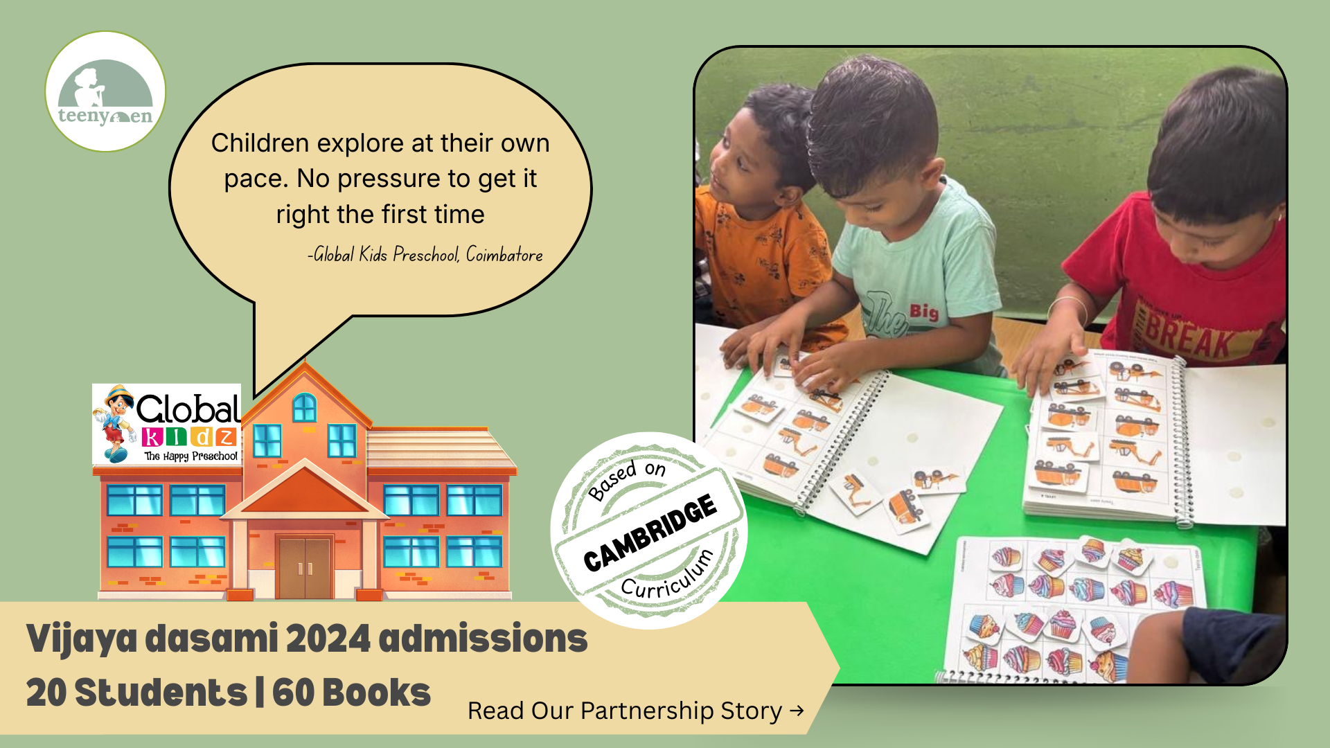 Global Kids Preschool, Coimbatore Chooses Teenyden Activity Books for the Cambridge Curriculum