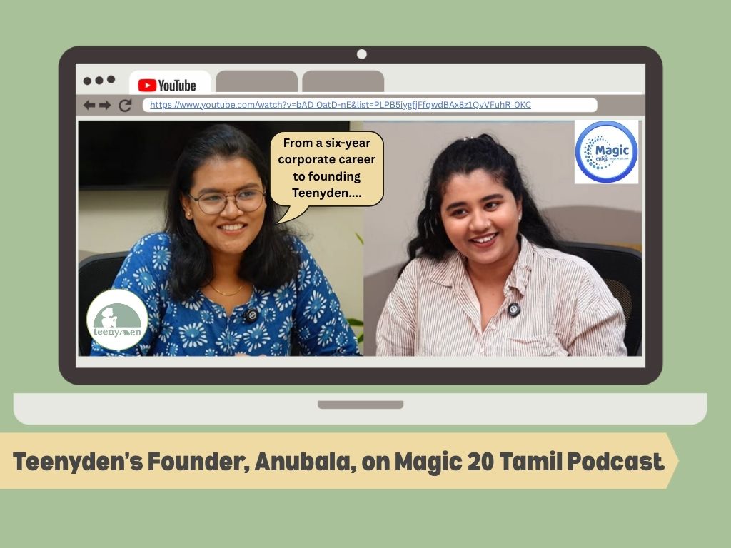 Teenyden's Founder Anubala Featured on Magic 20 தமிழ்'s YouTube Channel