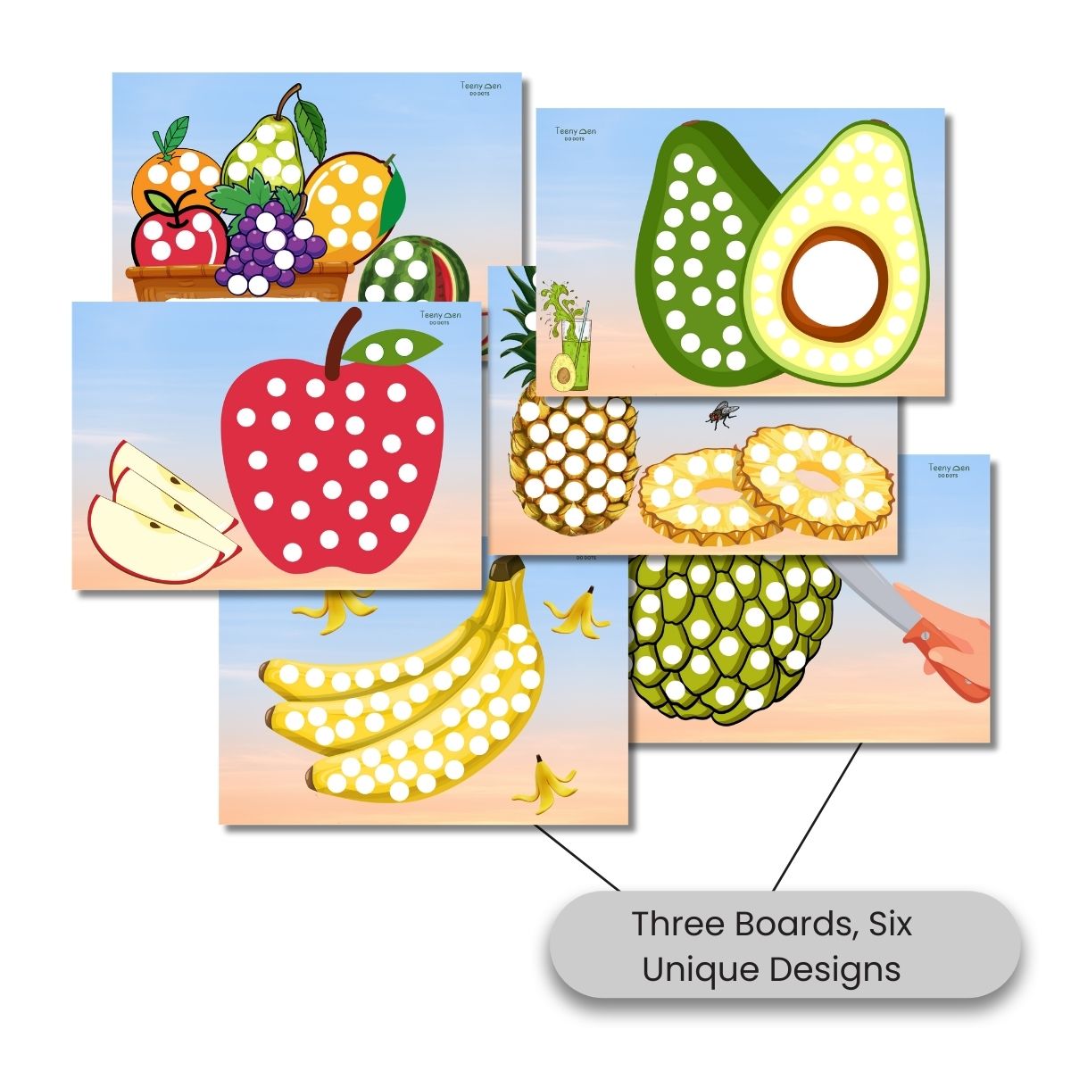 screen free dot sticker play for toddlers – fruits theme