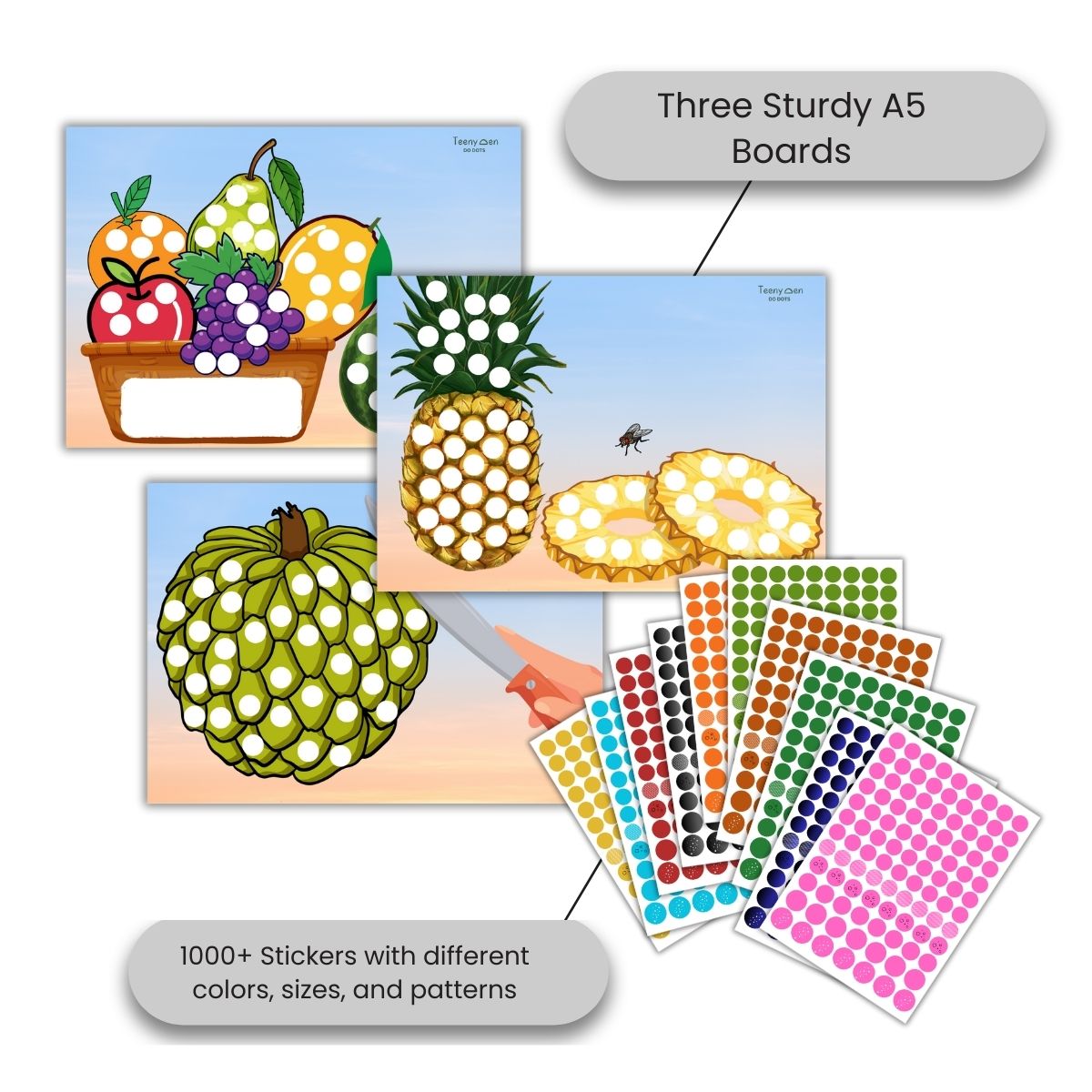 fruit themed dot sticker activity for toddlers – do dots fruits
