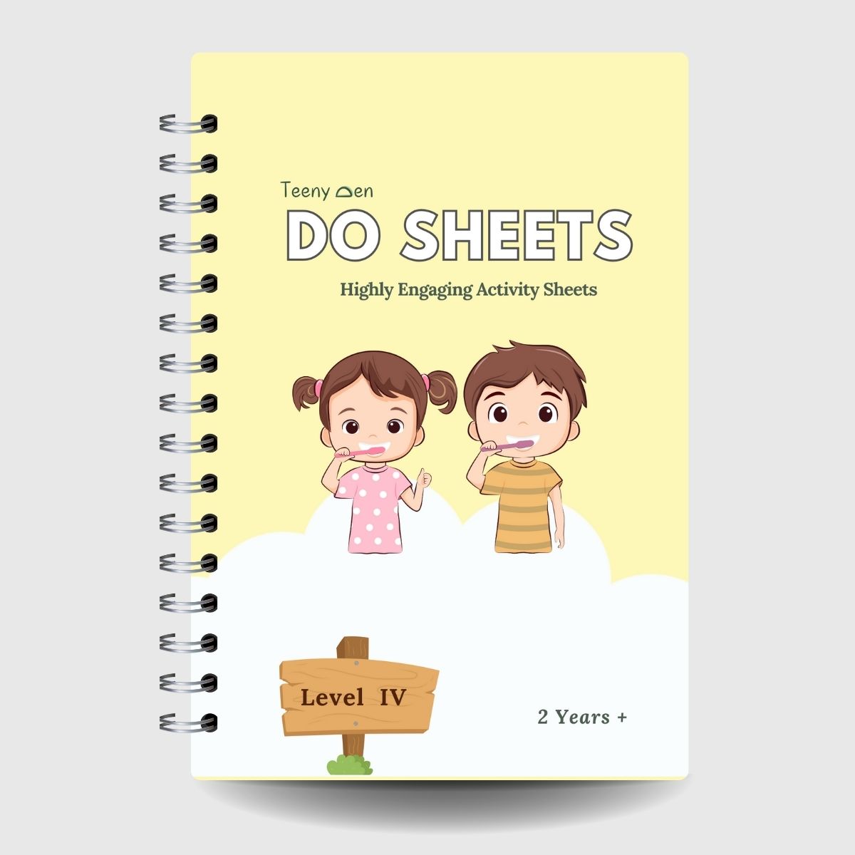 Front page of Teenyden Do sheets Level 4 with screen free activities for 2 + years old toddlers