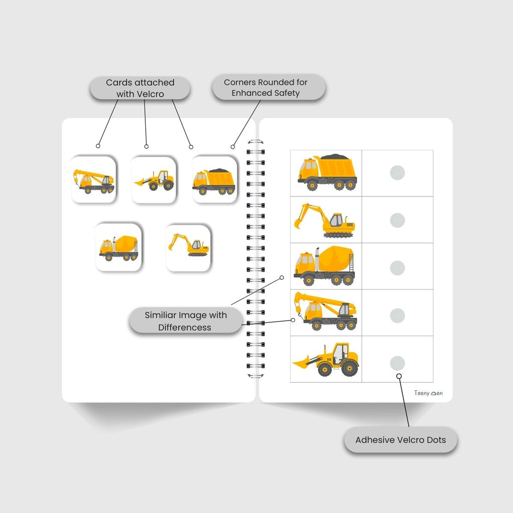 Teenyden do sheets Level 6 activity book with construction vehicles activities for screen free play